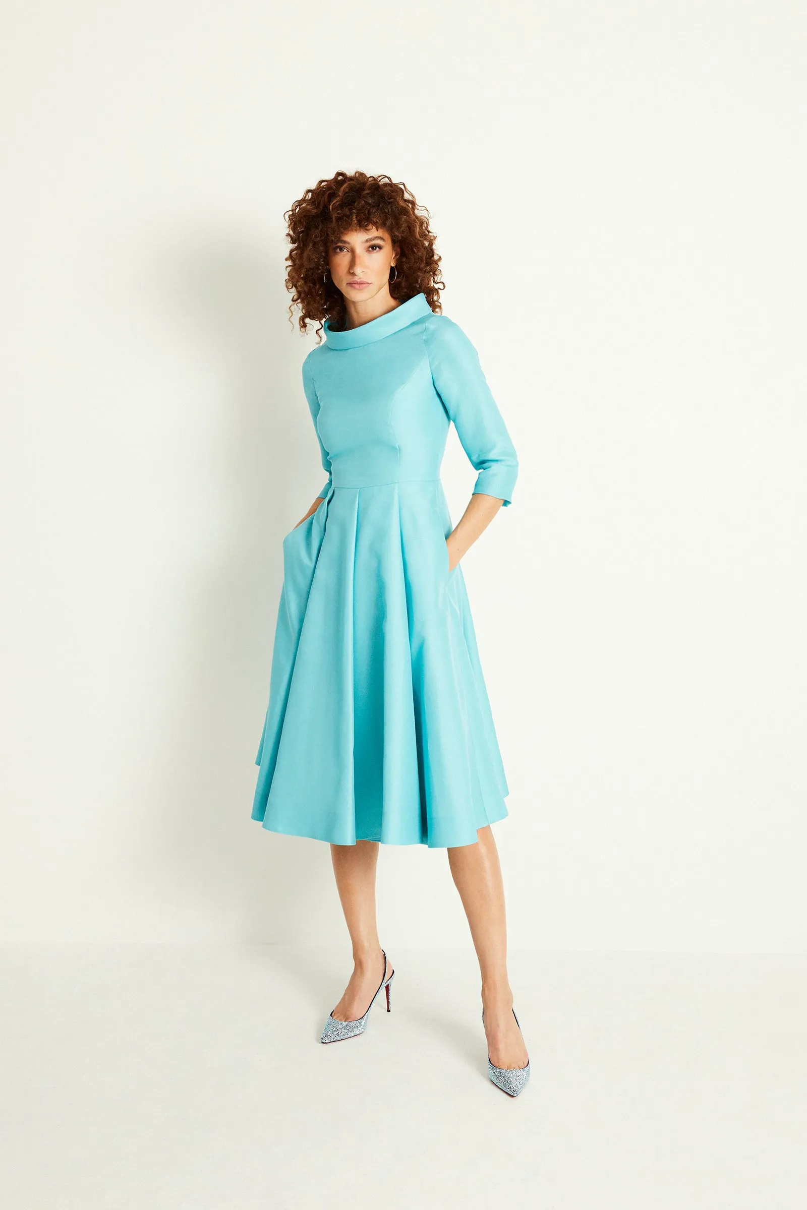 Silk Gazar Obsession Midi Dress Sea Foam