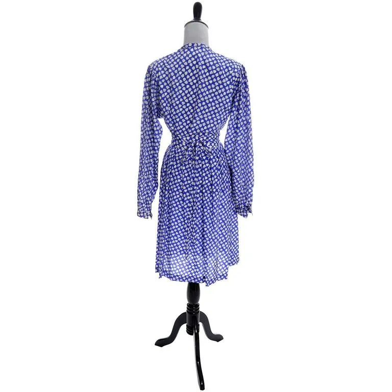 Vintage Ferragamo Blue Skirt & Blouse Silk Dress Arrowhead Novelty Print