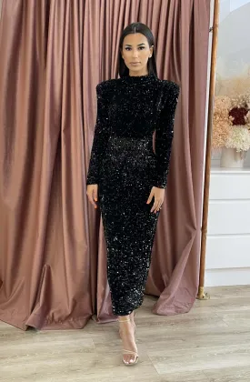 Vixen Sequin Midi Black by HSH