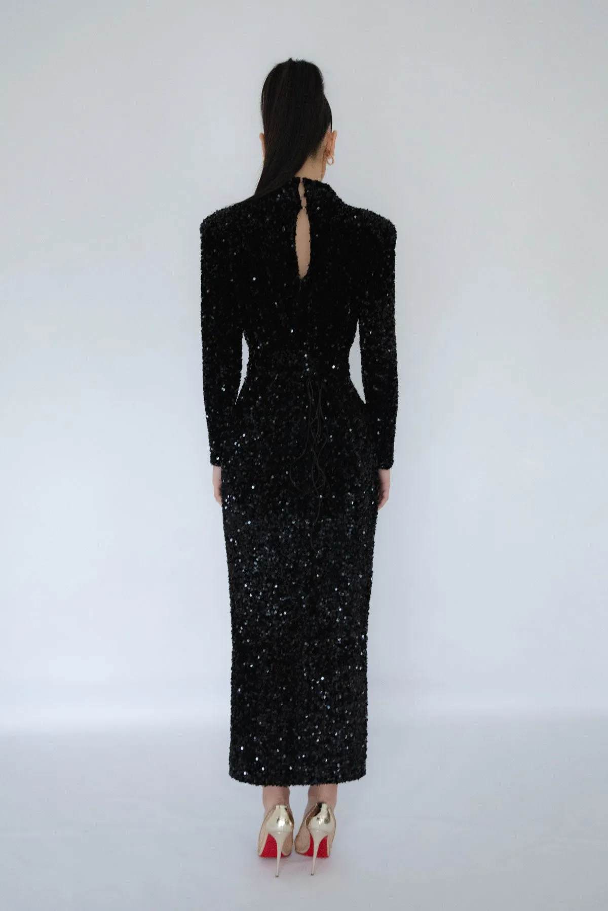 Vixen Sequin Midi Black by HSH