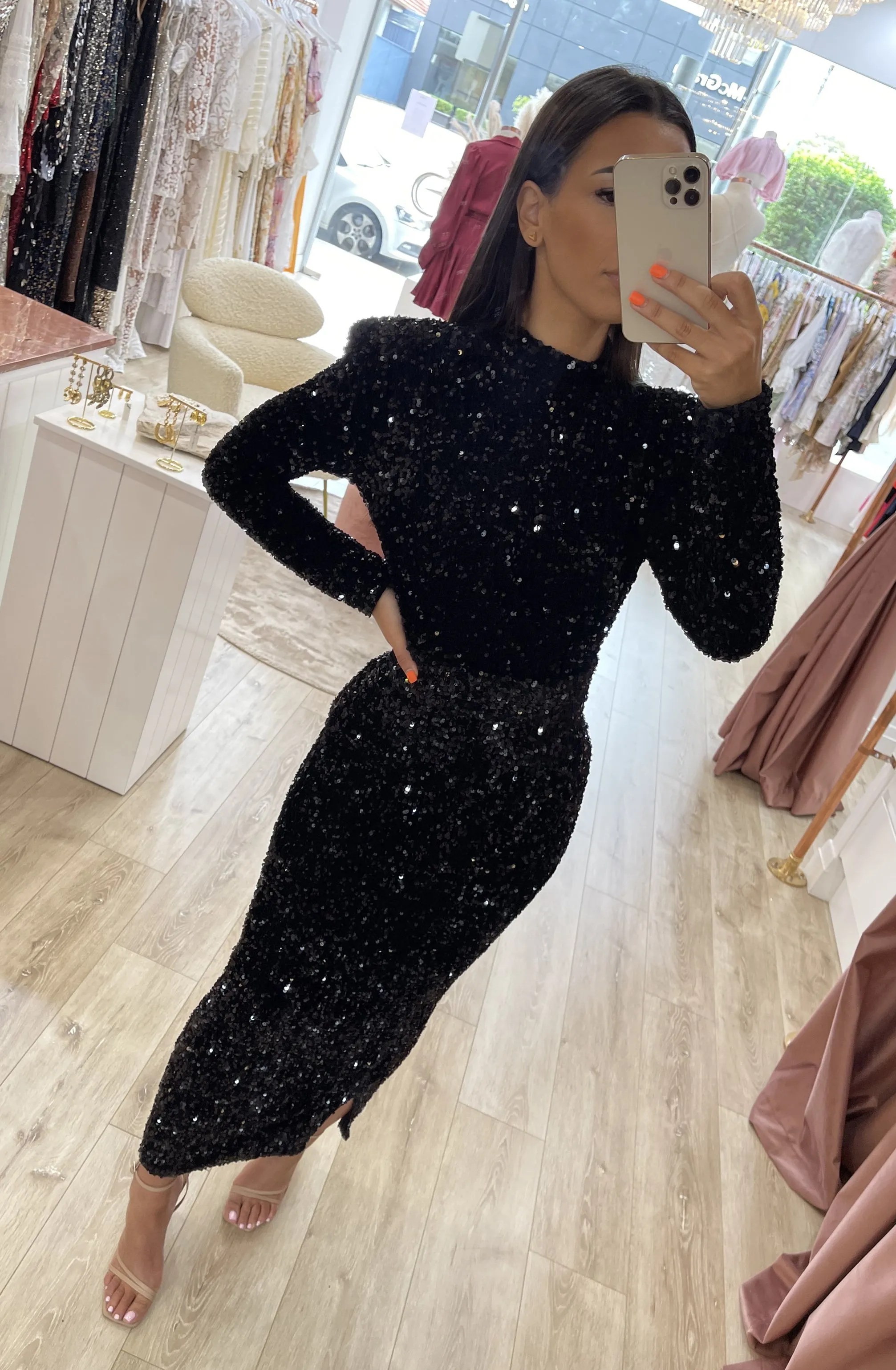 Vixen Sequin Midi Black by HSH