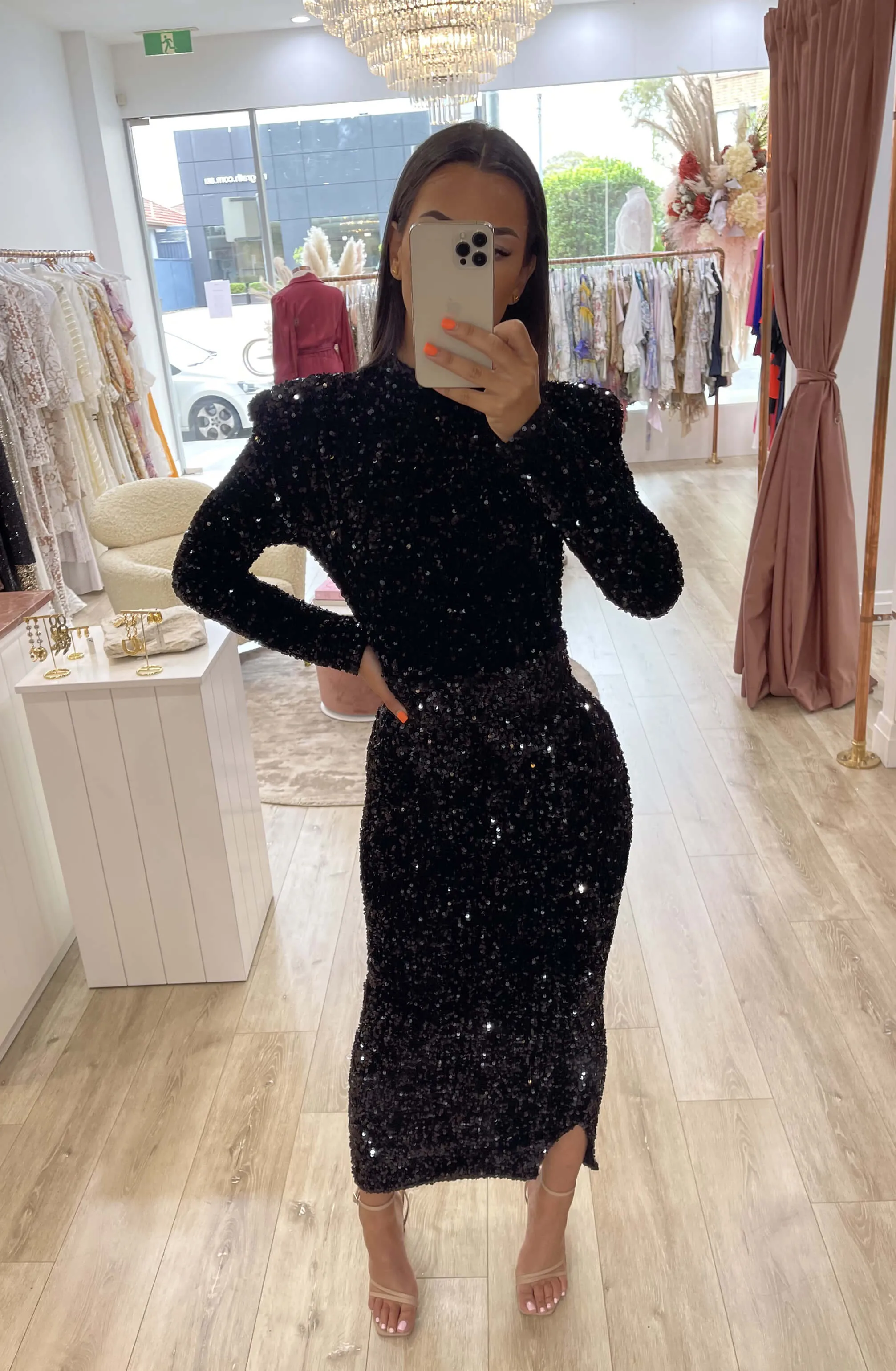 Vixen Sequin Midi Black by HSH