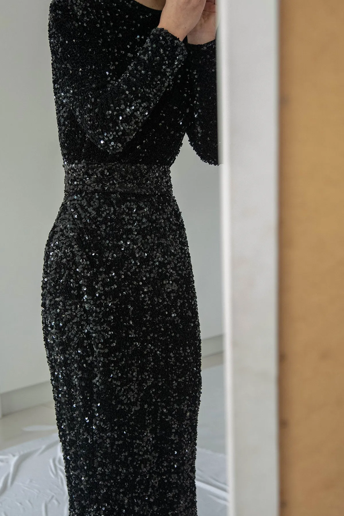 Vixen Sequin Midi Black by HSH
