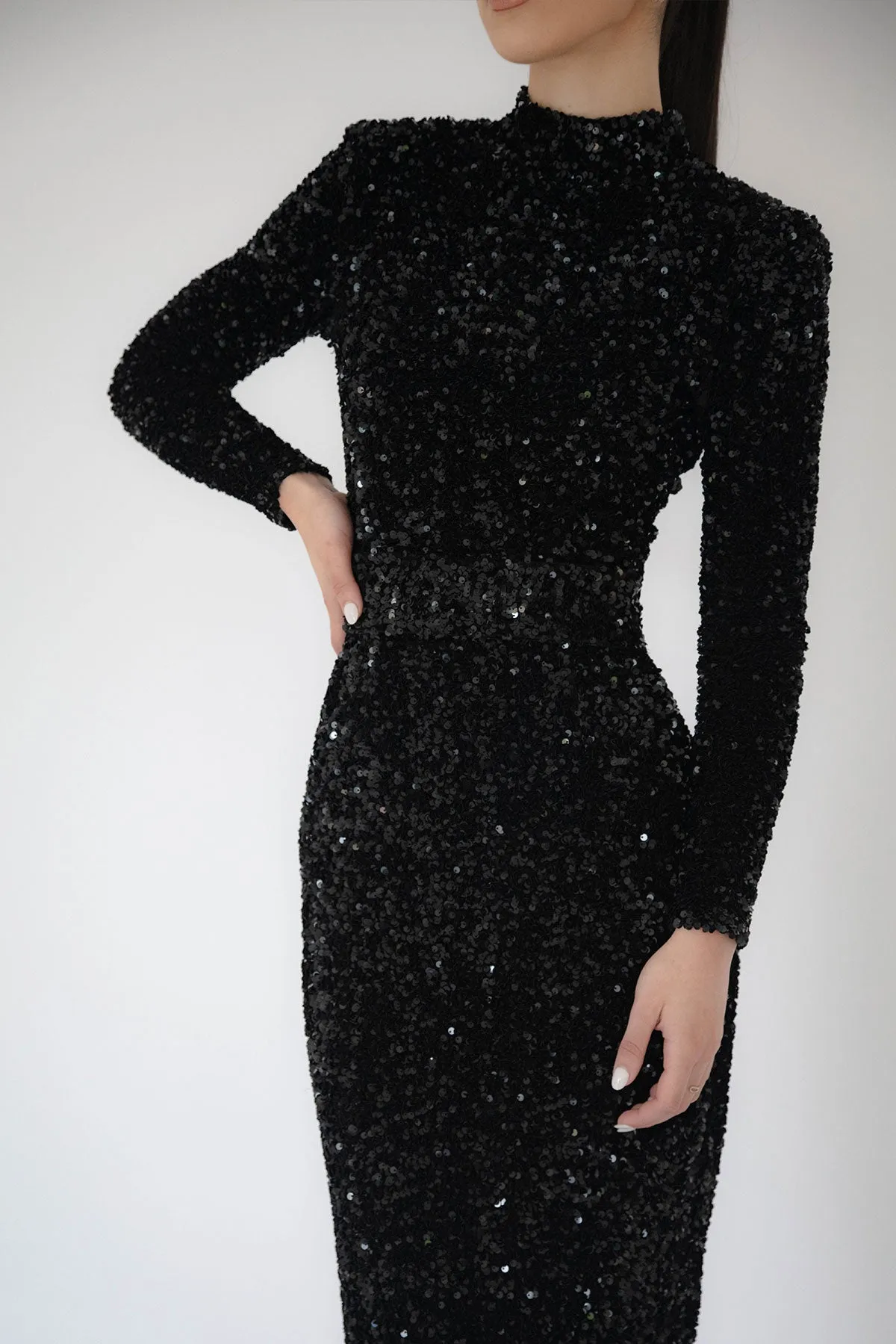 Vixen Sequin Midi Black by HSH