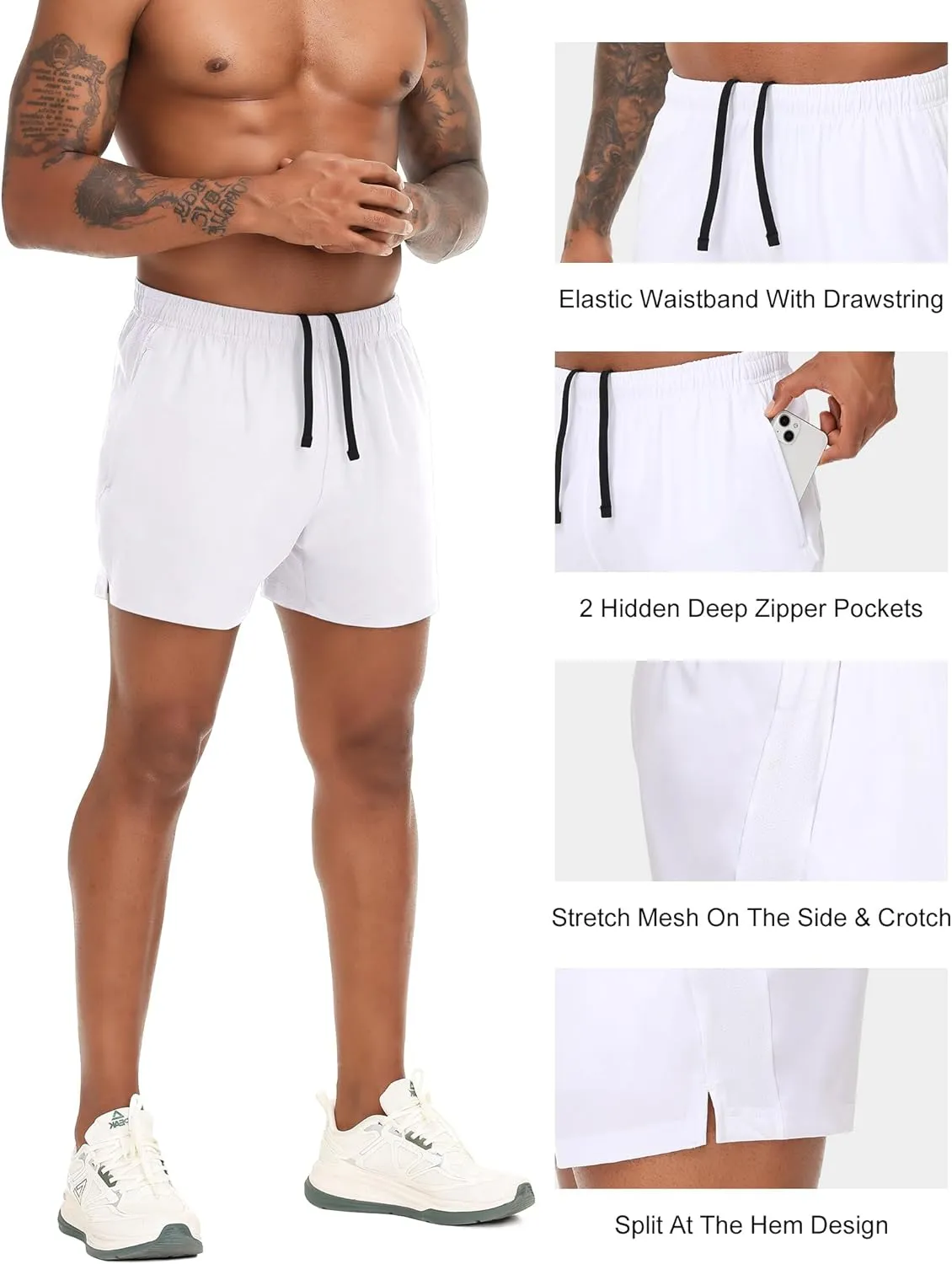 VPOS 2 Pack Men's Athletic Shorts 5/7 Inch Inseam, Mens Workout Shorts Lightweight Quick Dry Gym Running Shorts for Men