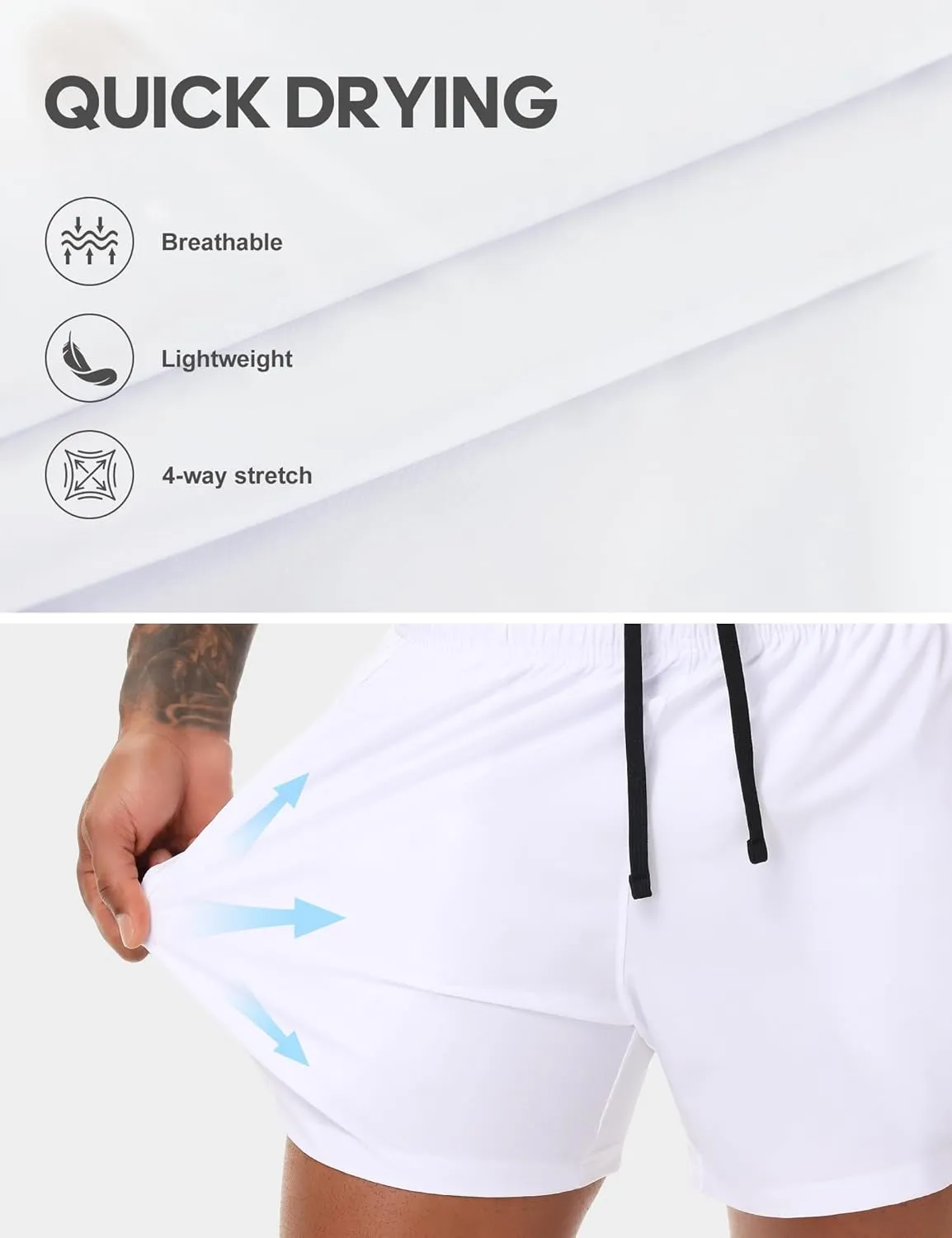 VPOS 2 Pack Men's Athletic Shorts 5/7 Inch Inseam, Mens Workout Shorts Lightweight Quick Dry Gym Running Shorts for Men